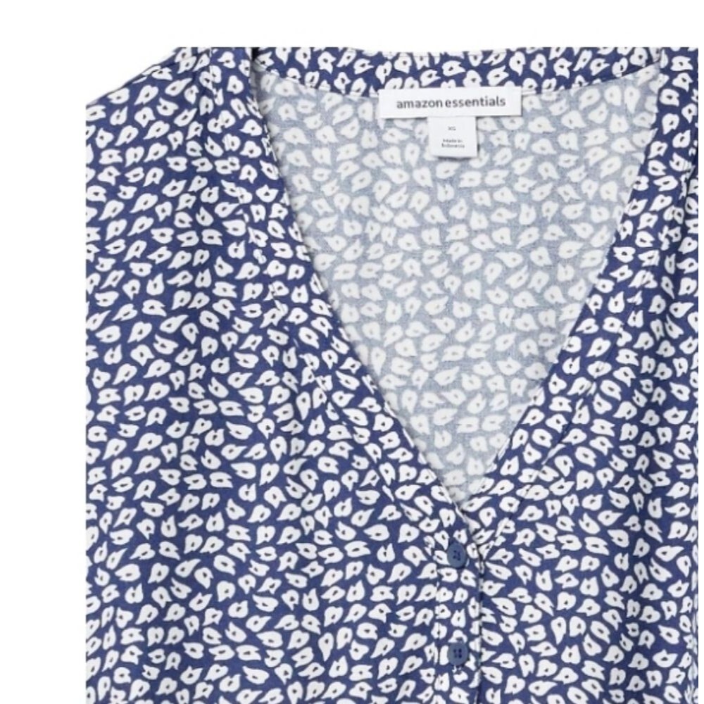 XL Amazon Essentials Womens 3/4 Sleeve Button Popover Shirt Loose-Fit V-Neck Top - Picture 8 of 16